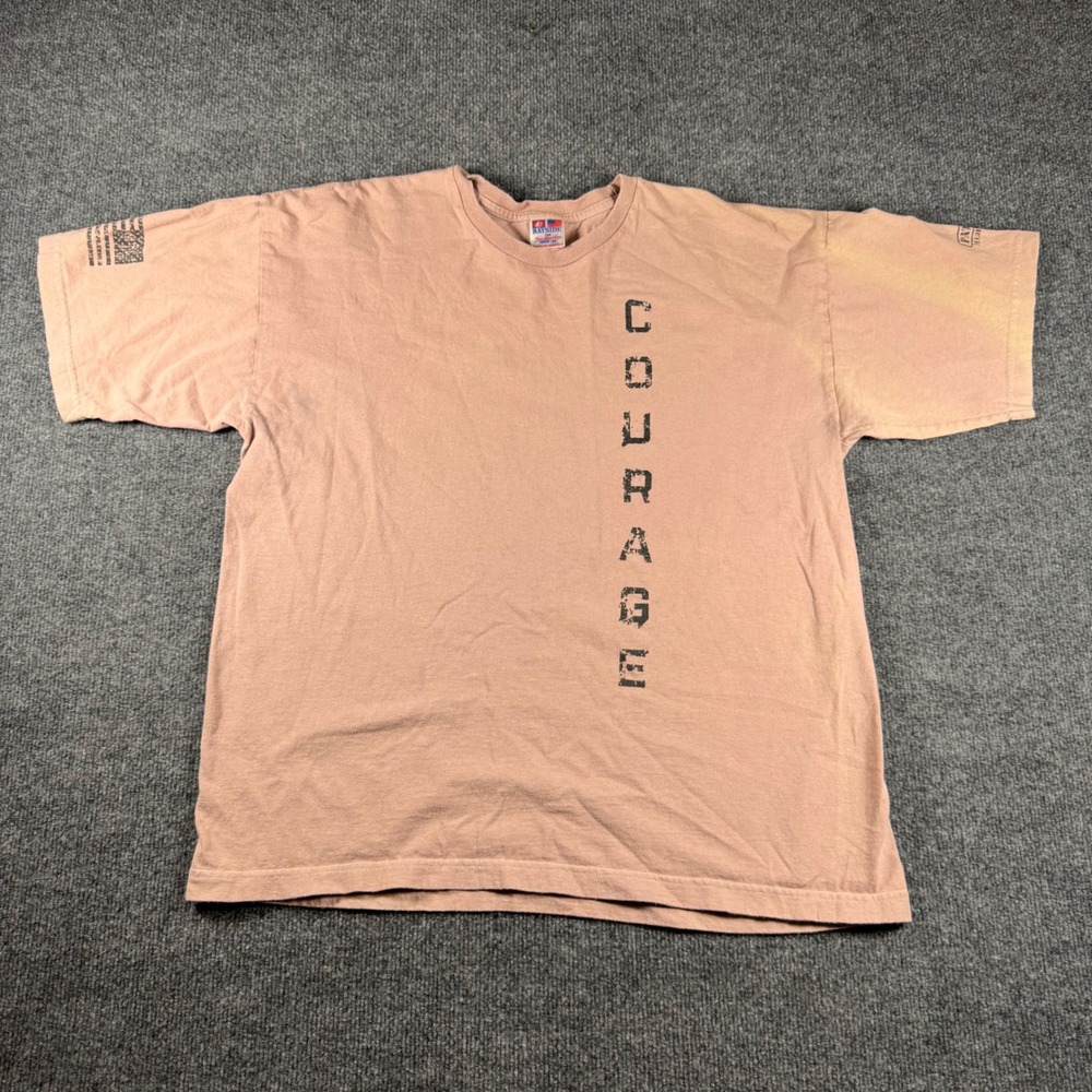 Bayside Mens XL Courage Graphic T-Shirt Pink Cotton Made in USA Inspirational